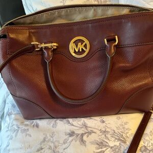 Michael Kors Maya brandy/wine colored Leather satchel purse